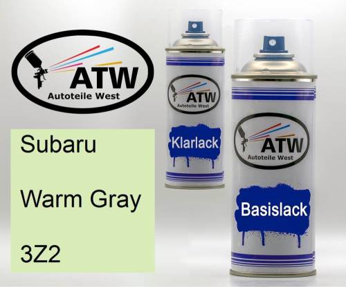 Subaru, Warm Gray, 3Z2: 400ml Sprühdose + 400ml Klarlack - Set, von ATW Autoteile West.